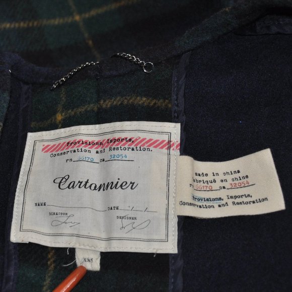 New Cartonnier Anthropologie GREEN & BLUE Plaid BLANKET CAPE Poncho Jacket Coat - Picture 5 of 5